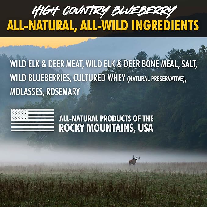 High Country Wild Blueberry Elk & Venison Multipurpose Dog Treats - Natural Grain-Free Puppy & Dog Snacks - Protein for Training & Reward - No Fillers, No Artificial Preservatives, 8oz 2 Packs