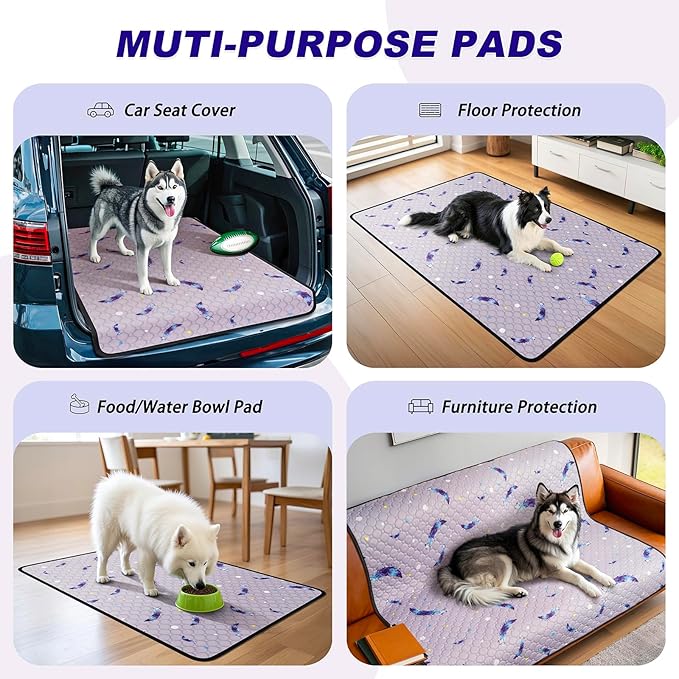 Washable Pee Pads for Dogs, 2 Pack Reusable Puppy Pads, Super Absorbent & Leakproof Dog Pads, Anti-Slip Dog Pee Pads for Puppy Training & Incontinence, Leaf Pattern 24"x48"
