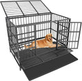 47 Inch Heavy Duty Dog Crates, Dog Kennel for Meduim Dogs, Indestructible Dog Crate with Double Door and Removable Tray Pan (47" L X 30" W X 35" H)