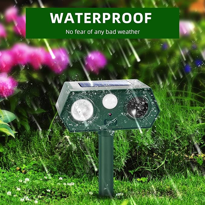 2026 Solar Sonic Racoon Fortress Pro Outdoor Cat Repellent, Ultrasonic Animal Repeller Deer Repellent Devices Squirrel Rabbit Deterrent with Motion Sensor&Light to Scare Dog Out of Garden Yard Farm(4)