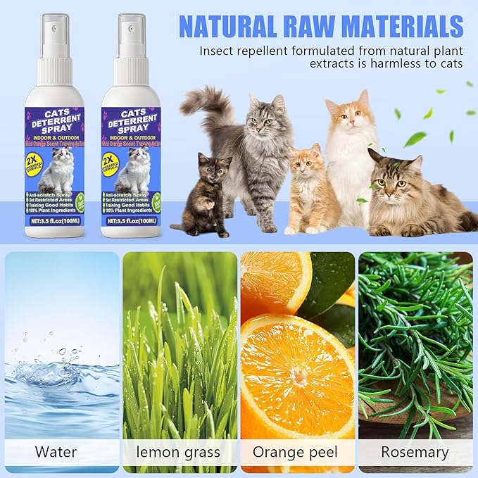 Cat Deterrent Spray - Cat Scratch Deterrent Spray for Furniture Protection, Scratch & Chew Deterrent Fei