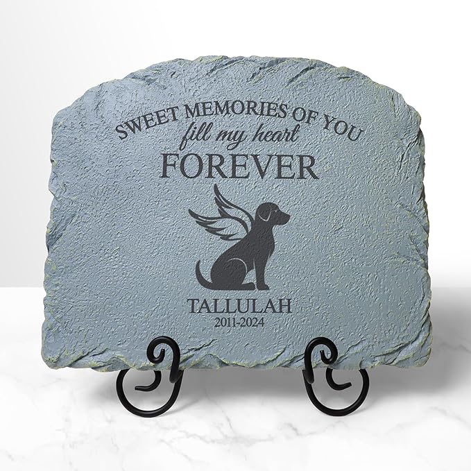 Let's Make Memories Personalized Forever Friend Pet Memorial Stone - Cat - Sympathy Garden Marker