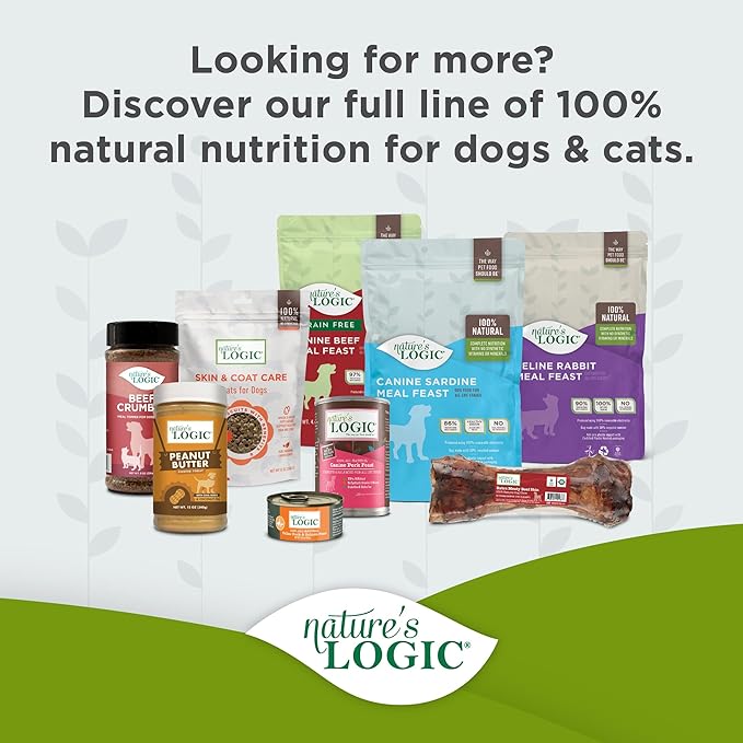 Nature's Logic Dry Dog Food - 100% Natural - No Synthetics - for All Ages, Sizes, Breeds - Free from Common Allergens, High Protein - Venison Meal Feast, 13lbs