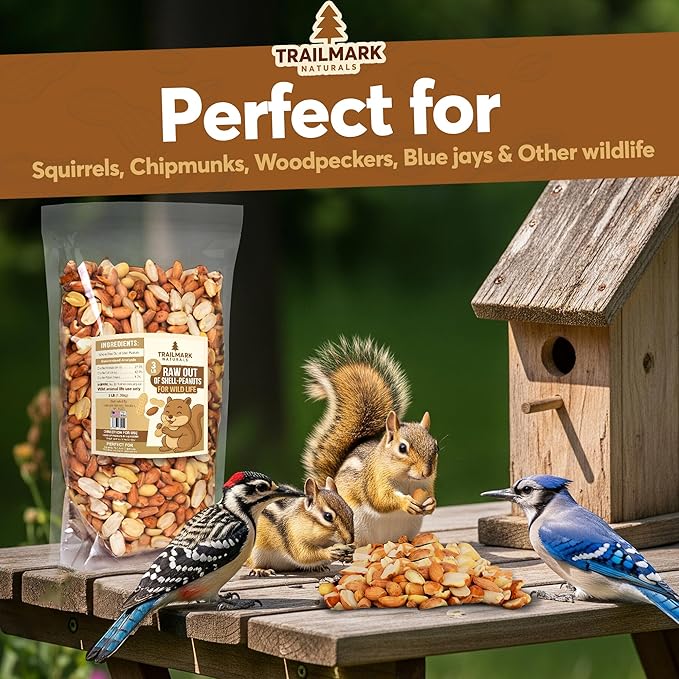 45 LB - Raw Shelled Peanuts For Squirrels, Out of Shell Peanuts For Birds and Wildlife- Squirrel Food, Wild Bird Seed - Grown in The USA