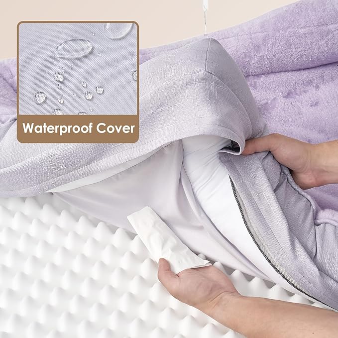 EHEYCIGA Orthopedic Dog Bed for Large Sized Dog, 41x27x7.5 Inch Large Memory Foam Dog Couch Bed with Sides, Waterproof Liner & Washable Removable Cover, Bolster Pet Sofa, Purple