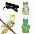 2 Pcs Bird Diapers Bird Harness Flight Suits Diapers with 80 Inch Flying Leash Reusable Parrot Nappy with Waterproof Inner Layer for Cockatiel Budgie Conure Parakeet Lovebird-Bowknot&Lemon