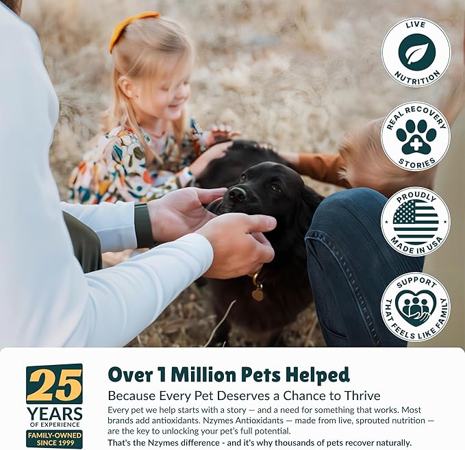 Nzymes® Sprouted Granules 2LBS (6 Pack) for Dogs, Cats, Horses, and Companion Pets. Raw Super-Food Protein and Antioxidant Nutrition. - 220 Servings - Made in The USA