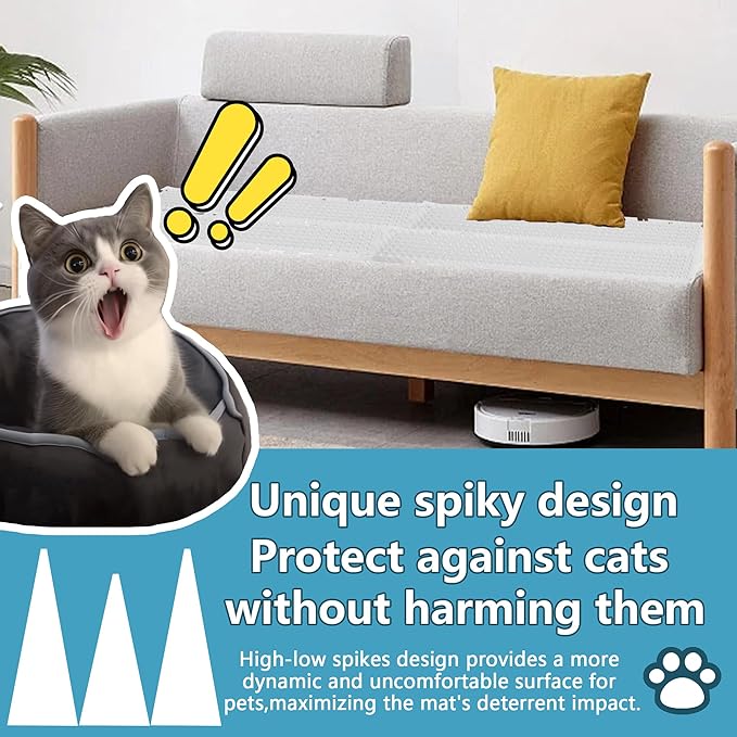 50 Pack Scat Mat for Cats - 3.3 x 16.7 Inch Cat Deterrent Mat to Keep Cats Out of Yard Permanently, Dog and Cat Spikes Mat with 0.5 Inch Sturdy Design Spike for Cat Pee Deterrent