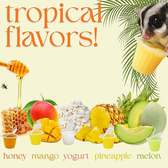 Nectar Pods (Pineapple) - Calcium-Fortified Jelly Fruit Treat - Sugar Gliders, Marmosets, Squirrels, Parrots, Cockatiels, Parakeets, Birds, Hamsters, Day Geckos, Kinkajous & Other Small Pets