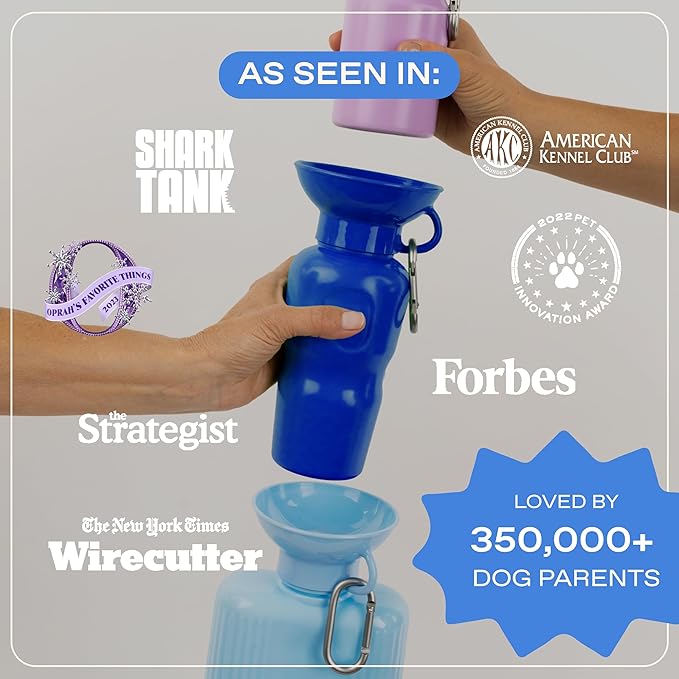 Springer Dog Water Bottle | Portable Travel Water Bottle Dispenser for Dogs - As Seen on Shark Tank | Patented, Leak-Proof Bottles Fill Bowl with Water - Ideal for Walking | BPA-Free 22oz Gray