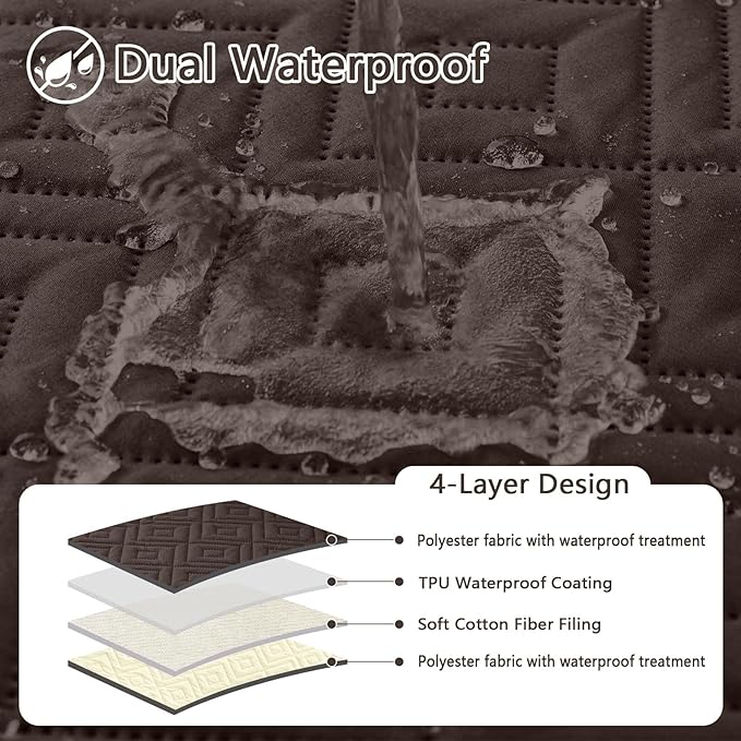 hyha Waterproof Dog Blanket, Soft Dog Bed Cover Pet Blankets, Waterproof Sofa Couch Cover for Dogs Washable, Reversible Pet Couch Covers for Sofa Furniture (40x70 Inch, Chocolate/Beige)