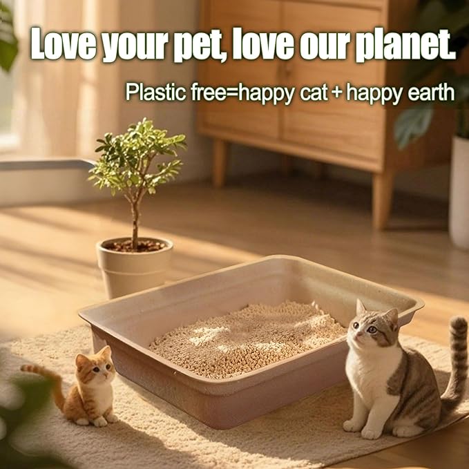 Disposable Litter Boxes for Cats Large: 8-Pack Leak-Proof Sustainable for Indoor/Travel Use Standalone or as Liner17.5'' x 13.5''