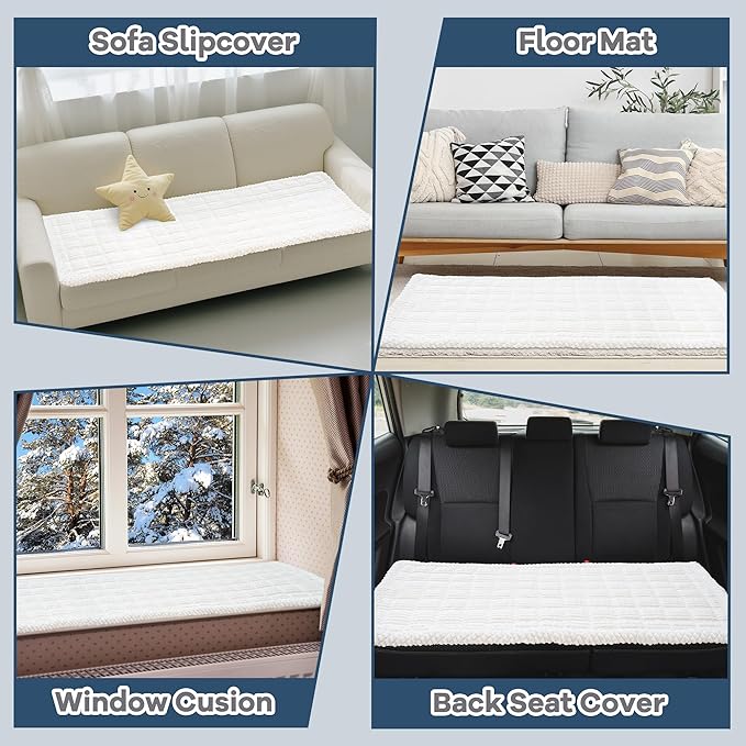 Washable Dog Couch Cover Protector, Non Slip Dog Bed Mat Machine Washable Large Blanket for Dogs, Pet Couches Covers for Sofa (Cream, 27.6 * 59.1 '')