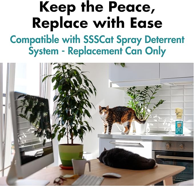 CatOFF Refill Compatible with SSSCAT Indoor Cat Deterrent Spray System, Made in USA, 3.89 oz / 115 ml