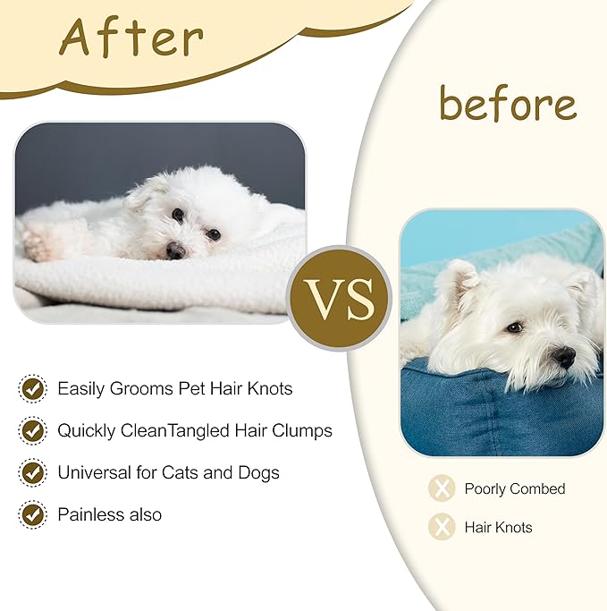 Premium Pet Grooming Kit for Cats & Dogs - Includes 2 Knotting Combs, 1 Shedding Comb & 1 Double-Sided Comb, Detangling & Deshedding Cat Grooming Kit