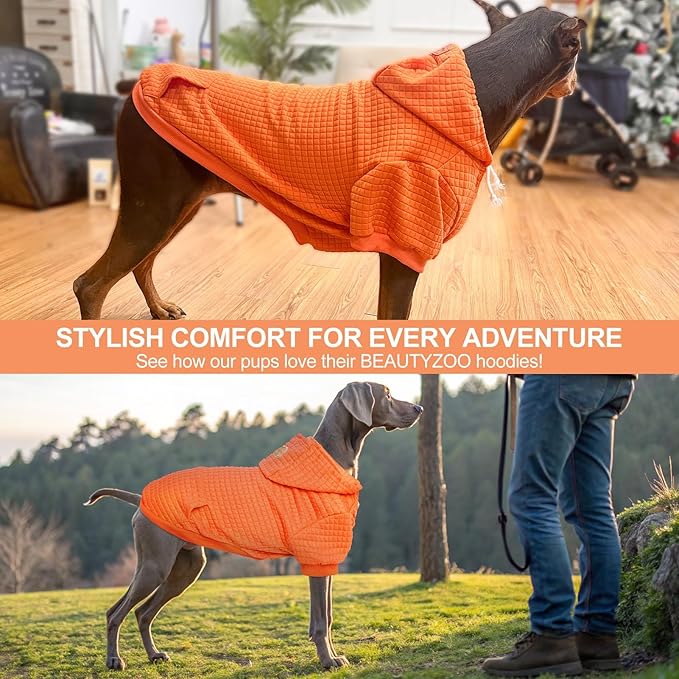 BEAUTYZOO Dog Sweaters for Extra Large Dogs Girl Boy, XXXL Dog Hoodie with Pocket & Leash Hole, Soft Warm Waffle-Like Laminated Cotton Pet Clothes for Cold Weather, Doberman Great Dane Sweatshirt, 3XL