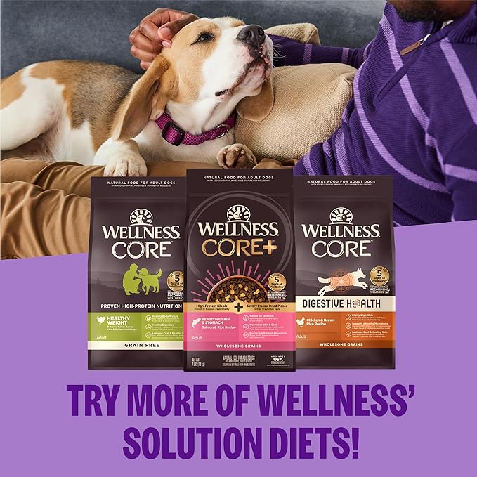 Wellness CORE Healthy Weight Small Breed Adult Dry Dog Food, Grain Free Kibble, Natural, High Protein, Turkey and Chicken Recipe, 12 lb Bag