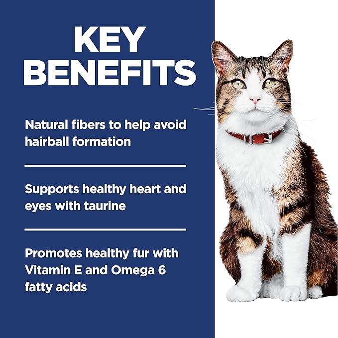 Hill's Science Diet Hairball Control, Adult 1-6, Hairball Control Support, Dry Cat Food, Chicken Recipe, 15.5 lb Bag