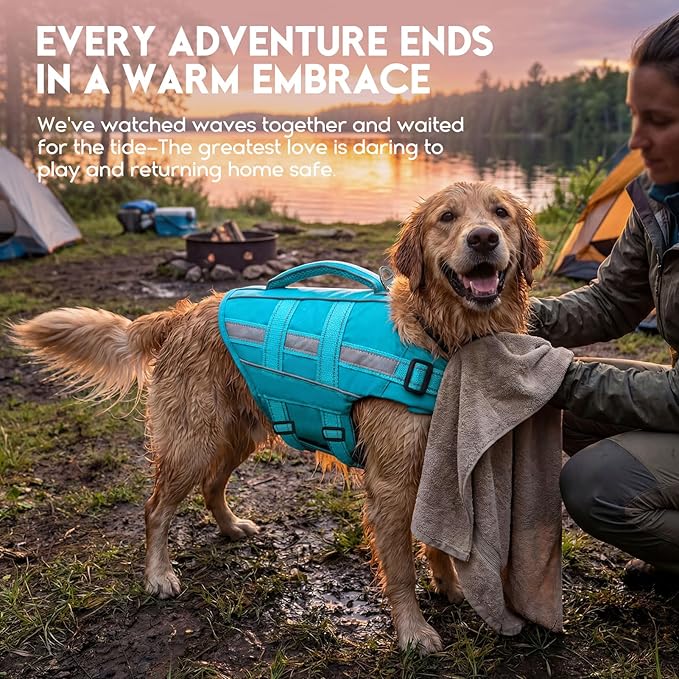 ASENKU Removable Front Float Dog Life Jacket, High Buoyancy Dog Life Vest with Reflective Strips & Rescue Handle for Swimming & Boating, Adjustable Life Jacket for Dogs(Blue XL)