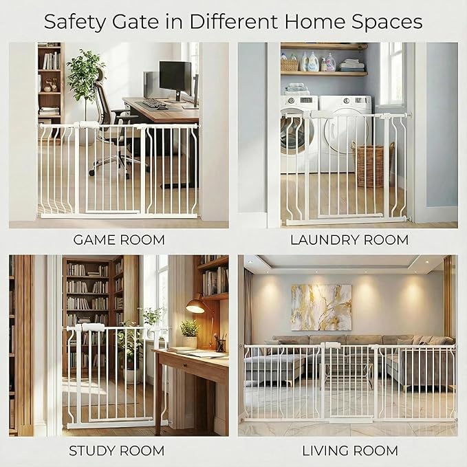 Baby Gates Extra Wide 71.5-76.4 Inch Large Baby Gates for Stairs Tension Pet Dog Gates Indoor for Doorways No Drilling Pressure Mounted Pet Gates for Kids