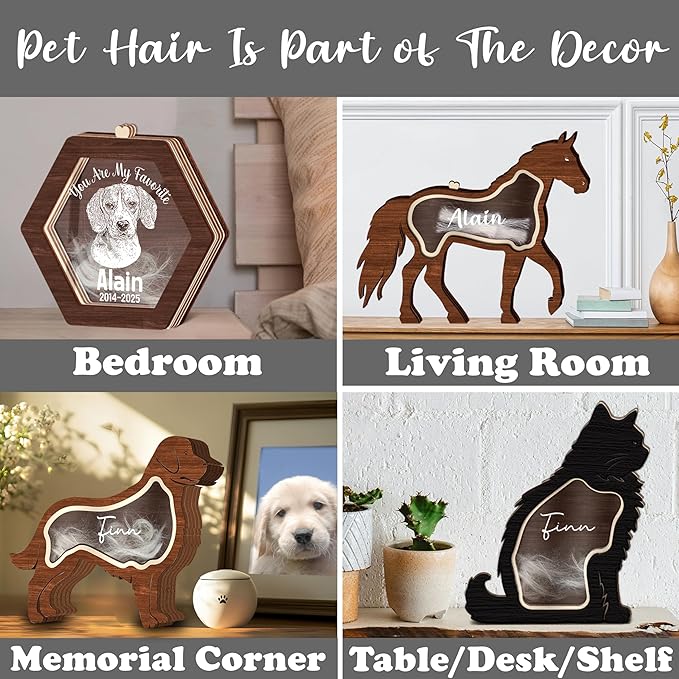 Pug Hair Keepsake Box Wooden Fur Holder for Pug Unique Dog Shape Standable Tabletop Decoration Pet Dog Memorial Idea Gift for Pet Lover Family Friends Storing Hair Teeth Ashes PSD6-21L