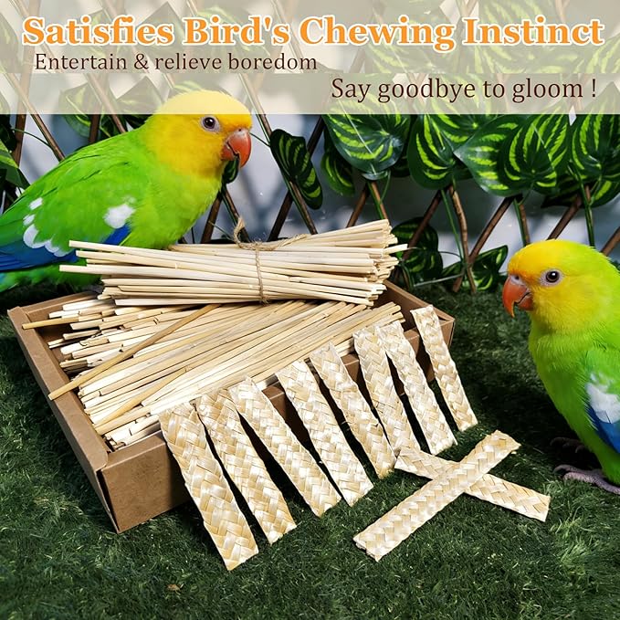 Hamiledyi Natural Bird Toys Foraging Parrot Shredding Toys Wheat Straw Chewing Toy for Cockatiel Lovebird Parakeet Budgie Small-Medium Birds (200 Pieces)
