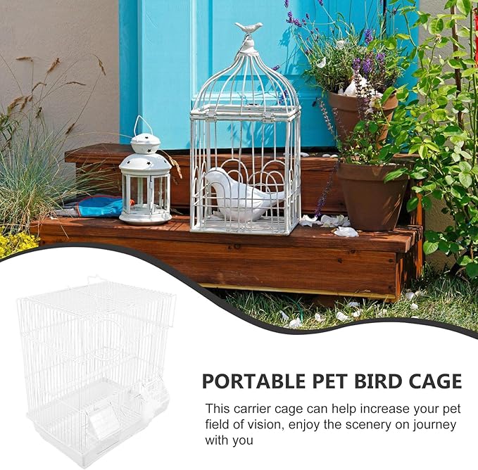 ERINGOGO Portable Metal Bird Carrier Cage Wear-Resistant Wire Travel Cage for Parrots and Birds Iron Construction Secure Design for Comfortable Safe Habitat for Home and Travel Use