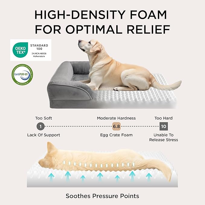 Bedsure XL Plus Orthopedic Dog Bed for Extra Large Dogs - Washable XLarge Dog Cat Bed Waterproof, Comfort Dogs Couch Sofa with Washable Removable Cover, Pet Bed with Nonskid Bottom, Hazel, 48"