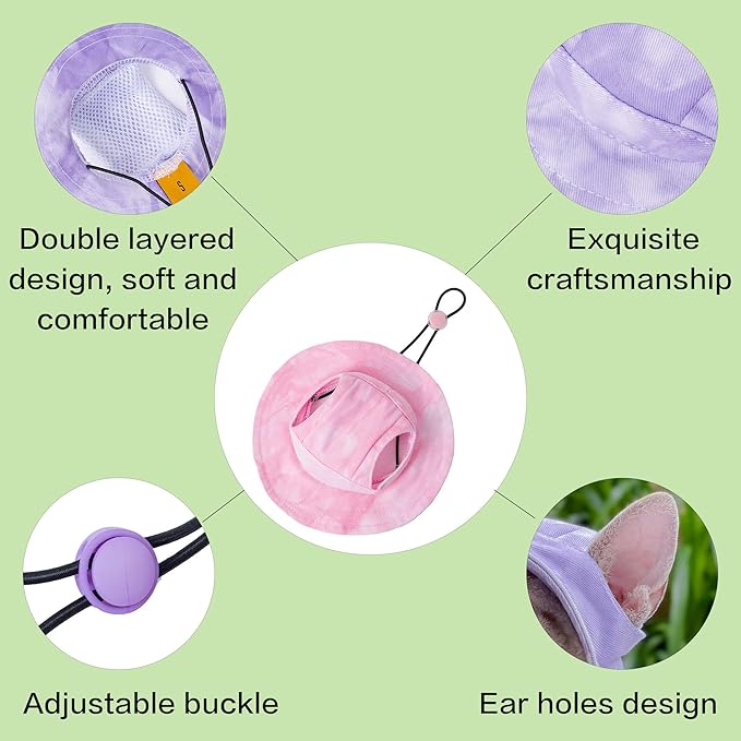 Pet hat with Ear Holes Sunscreen Baseball Cap Suitable for Small and Medium-Sized Dogs Outdoor Climbing hat in Summer Pet Products (Pink, Large)