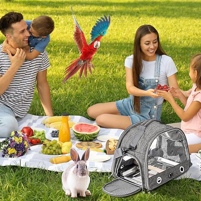 Bird Travel Cage - Lightweight Parrot Carrier Backpack, Portable Cage with Shoulder Strap | Outdoor Small Animal Transport Bag for Budgies Parakeets Conures Gentoo Parrots Travel Adventures