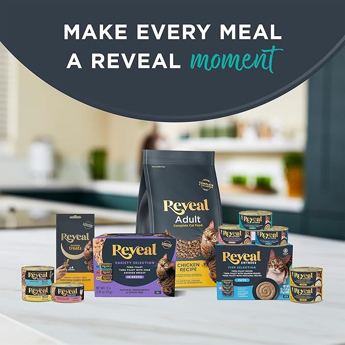 Reveal Natural Cat Treats, 12 Count Single Ingredient Treat for Cats, Grain Free, Whole Salmon Loin, 1.06 oz Bags