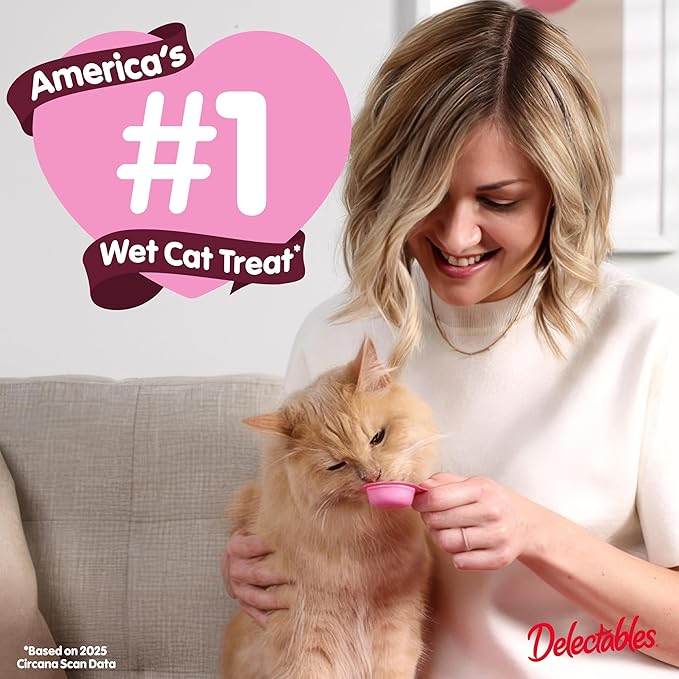 Delectables Lickable Spoon Handheld Wet Cat Treats Made with Real Salmon, Quick & Easy Creamy Puree, Mess Free, Grain-Free, No Added Fillers, No by-Products, No Added Preservatives, Salmon 32ct