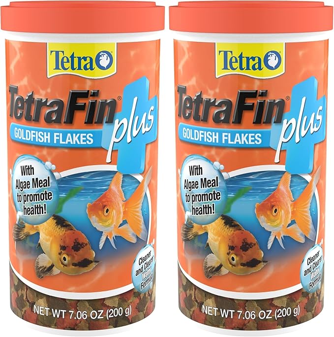TetraFin Plus Goldfish Flakes 7.06 Ounces,Balanced Diet,with Algae to Promote Health,(Pack of 2)
