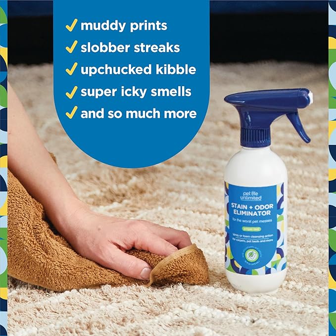 PET LIFE UNLIMITED SuperFoam Spray, Carpet and Surface Cleaner for Dog Urine, 16 oz, Strong Odor & Stain Remover, Plant-Based Formula, Natural Juniper Leaf Scent, Two-Way Spray, USA Made (Pack of 1)