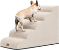 GoGoBunny Ramp Dog Stairs for High Beds 22.6" H, 5-Step Dog Slope Stairs with Durable Waterproof Fabric Cover, Pet Steps for Old Large Dogs Climbing, Non-Slip Sturdy Indoor Step, Beige