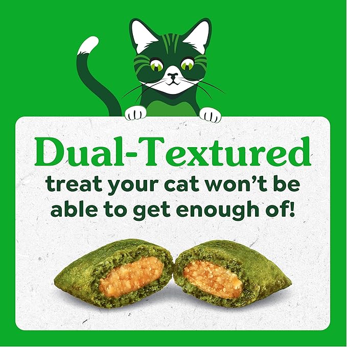 Greenies Cat Treats, Feline Smartbites, Skin & Fur Health, Crunchy and Soft Cat Treats, Salmon Flavor, 16 oz. Tub