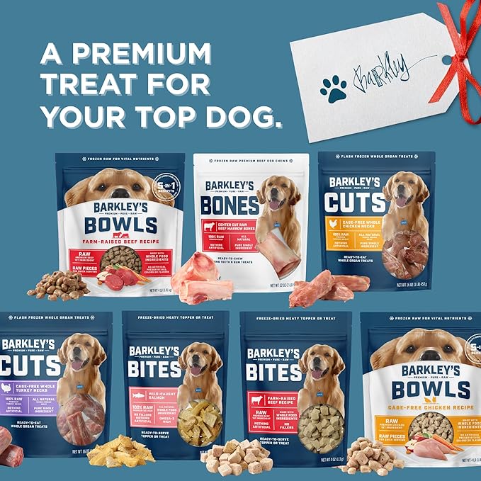 Barkley’s Bag Beef Bites, Freeze Dried Dog Treats and Food Topper, Protein Packed, Made with Beef, Barley, and Quinoa, Small Bite-Sized Pieces for Training Rewards, American Made Dog Snacks, 4 Oz Bag