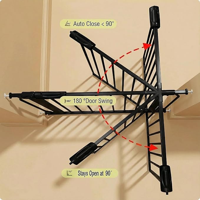 Extra Wide 57.5-62 Inch Large Baby Gates for Stairs, Doorways - No Drilling, Pressure Mounted Pet Gates for Kids & Dogs
