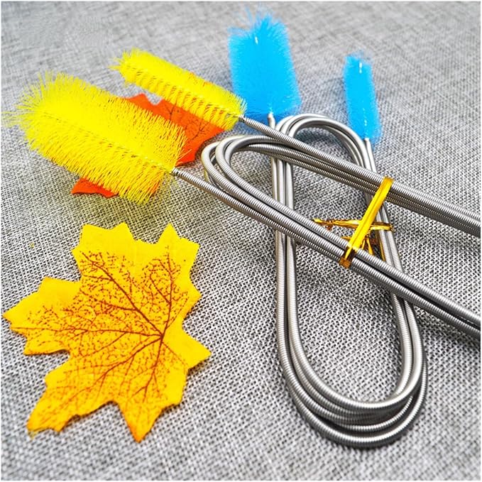 90/155/200CM Aquarium Cleaning Brush for Hose Air Tube Stainless Steel Flexible Double Ended Pipe Brush Fish Tank(Blue,200cm)