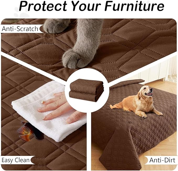 hyha Waterproof Dog Bed Blanket, Soft Pet Blankets, Waterproof Couch Cover for Dogs, Reversible Sofa Covers Washable for Furniture (40x70 Inch, Brown/Chocolate)