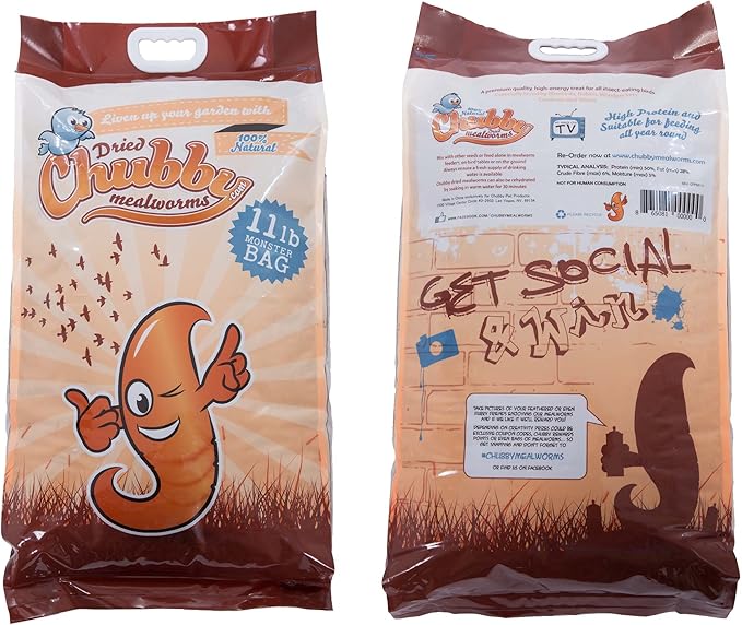 Chubby Dried Mealworms | 44 lbs | High-Protein Non-GMO Treats for Chickens, Ducks, Wild Birds & Backyard Pets