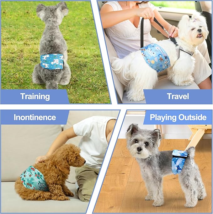 5 Pack Dog Diapers Male Reusable, Premium Belly Bands for Dogs, High Absorbing Male Dog Pee Wraps for Doggie in Incontinence or Excitable Urination Galaxy XL