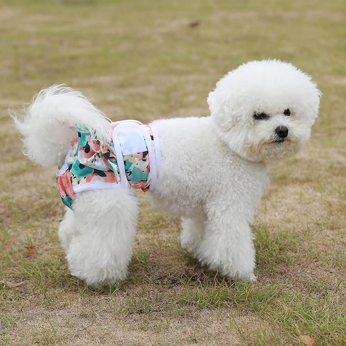 Washable Dog Diapers Female 3 Pack Reusable Highly Absorbent Doggie Diaper, Flexible Doggy Diaper Female Durable Leak-Proof Diapers for Dog Period Heat Incontinence Potty Training, XS