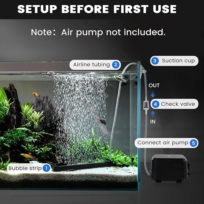 hygger Weighted Nano Mist Bubble Wall Bar, 9.8" Self-Sinking ABS Air Stone Strip with Gentle Oxygen Diffuser for Freshwater & Marine Aquarium, Hydroponics