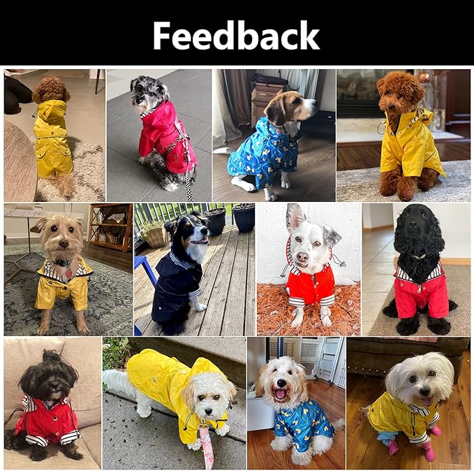 Morezi Dog Zip Up Raincoat with Reflective Buttons, Rain/Water Resistant, Adjustable Drawstring, Removable Hood, Raincoats with Legs 8lbs to 80lbs Available - Purple - XXL