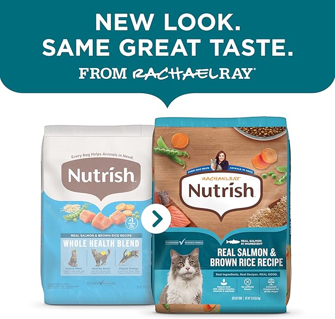 Nutrish Rachael Ray Dry Cat Food Real Salmon & Brown Rice Recipe, 14 lb. Bag