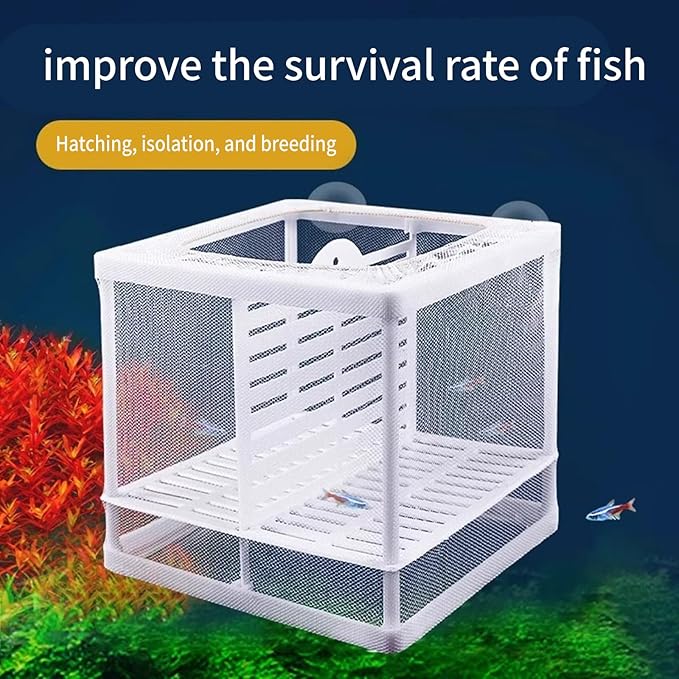 2Pcs Aquariums Breeding Tanks with Secure Suction Cup Baby Fish Insulated Net for Fry and Shrimp Spawning Hatching Spawning Box for Aquariums Baby Fish