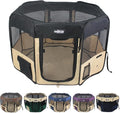 EliteField 2-Door Soft Pet Playpen (2 Year Warranty), Exercise Pen, Multiple Sizes and Colors Available for Dogs, Cats and Other Pets (36" x 36" x 24"H, Black+Beige)