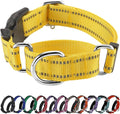 Hikiko Martingale Dog Collars Reflective Nylon Dog Collar with Quick Release Buckle Adjustable Training No Slip Dog Collar (Medium, Yellow)