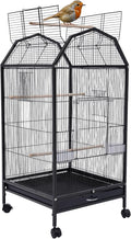 40-inch Large Flight King Bird Cage, Black Parakeet Cages with Rolling Wheels Wide Birdcage for Parrots Cockatiels Conure Budgie Canary Finch Lovebird